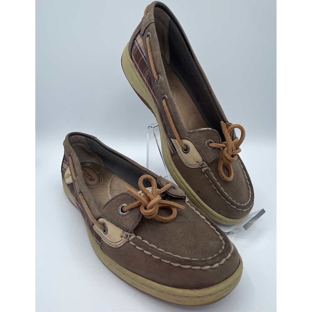 Sperry Top-Sider Boat Shoes Womens M 8.5 Brown Plaid Leather 9101783